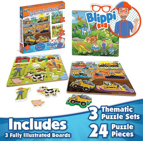Buy Blippi Chunky Puzzles for Kids by Creative Kids - 3 Chunky Puzzles ...