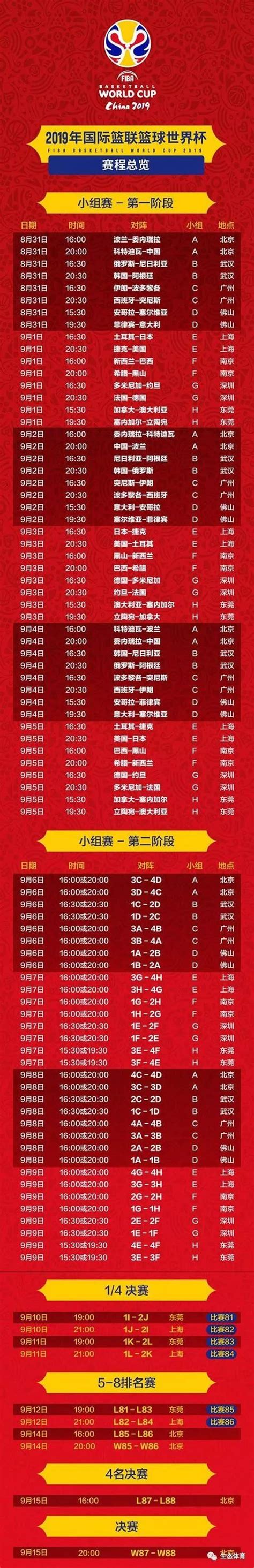 2019篮球世界杯亚洲区预选赛赛程时间 中国队赛程时间-闽南网