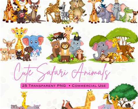 Buy Safari Animals SVG Clipart - Cute Safari Bundle - Jungle Animals ...