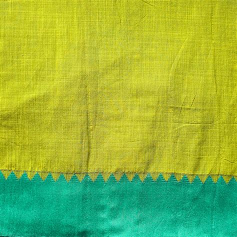 (PRE-CUT 1 METER) Cotton Silk Mehndi Green With Dark Green Border Fabr ...