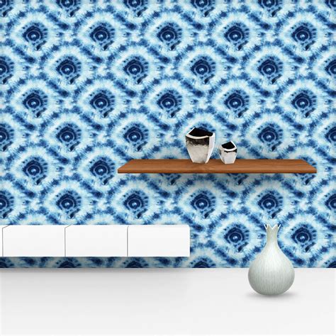 Shibori Indigo Batik D12 Wallpaper Roll – ArtzFolio.com