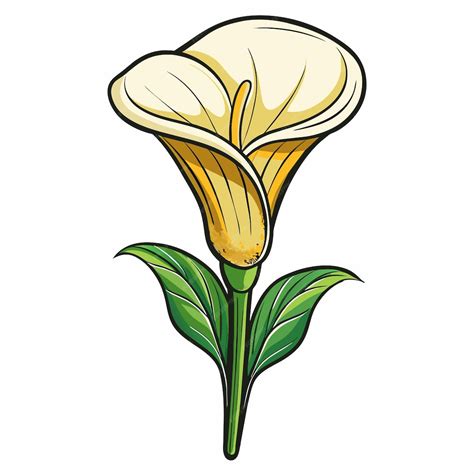 Calla Lily Blume Zeichentrickfilm-Stil Icon Vector Clipart Illustration | Premium Vektor