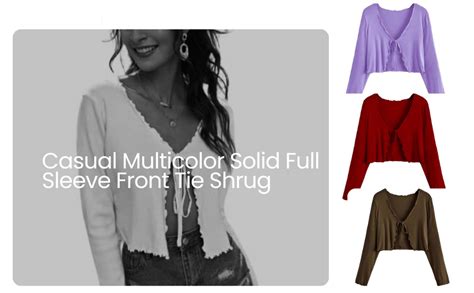 JC JUMMY COUTURE Casual Multicolor Solid Full Sleeve Front Tie Shrug ...