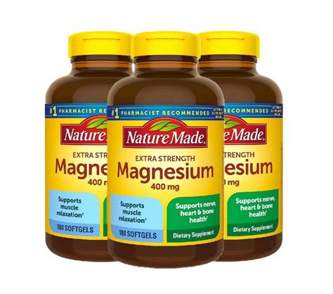 3 Pack | Nature Made Extra Strength Magnesium 400 mg., 180 Softgels - Walmart.com