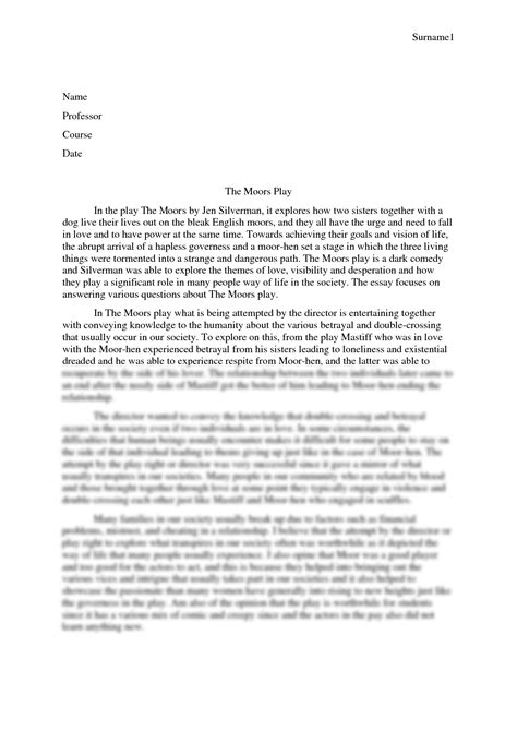 SOLUTION: The Moors Play - Studypool