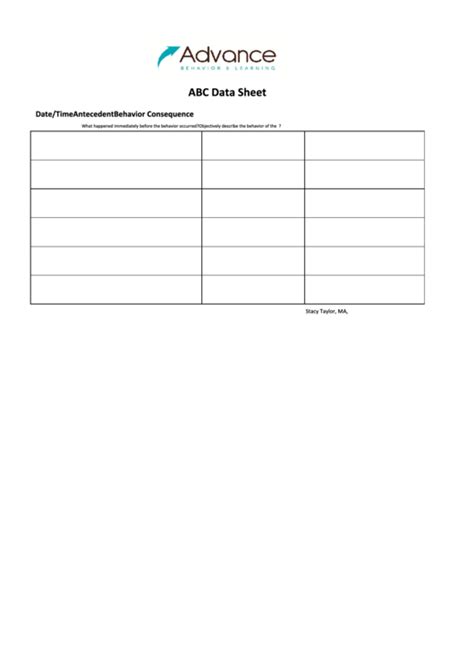 Image result for ABC Data Sheet Example