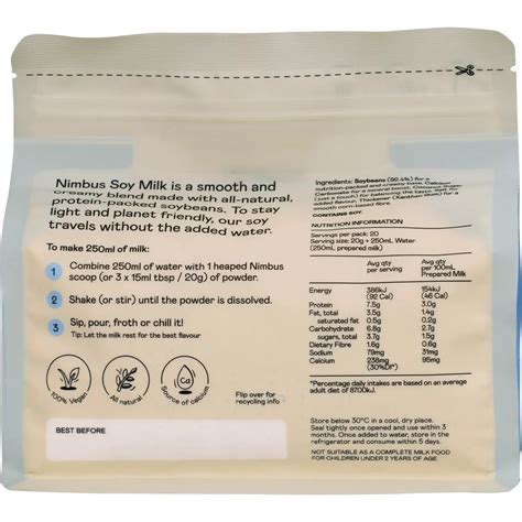 Nimbus Soy Milk Powder 400g - $21.00 – Natural Health Organics