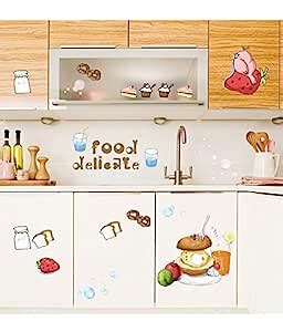 Decals Design 'Kitchen Fruits Food Burger and Drinks' Wall Sticker (PVC ...