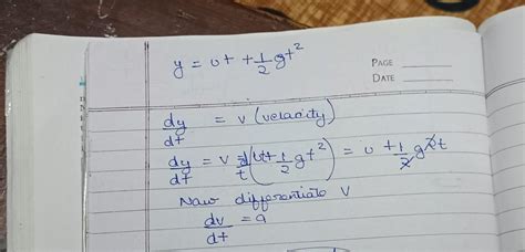 The motion of a particle is described by the equation y = ut + 12gt^2 ...