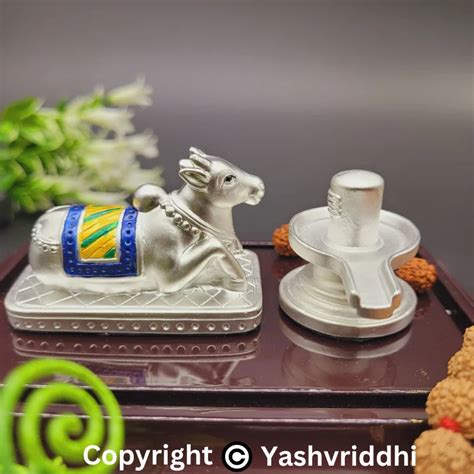 Shivling with Nandi Perfect Build in Silver– YASHVRIDDHI