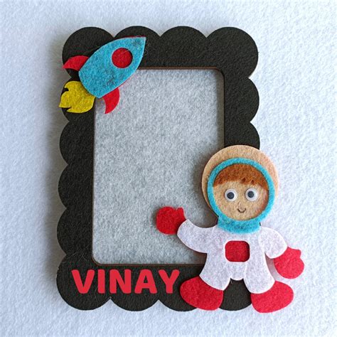 Little Explorer Frame | Astronaut | Personalised Magnetic Felt Photo F ...