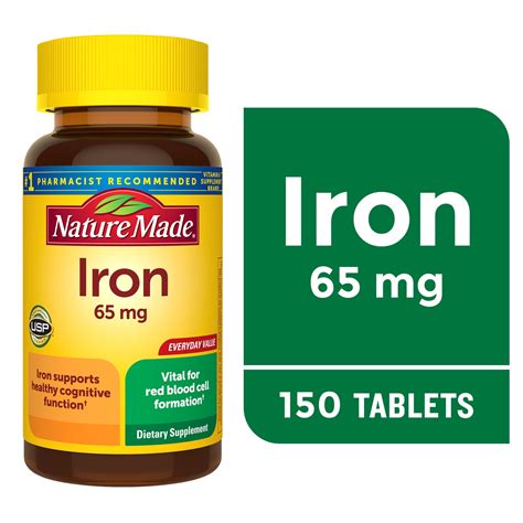 Nature Made Iron 65mg, 325mg Ferrous Sulfate Dietary Supplement, 150 Tablets - Walmart.com