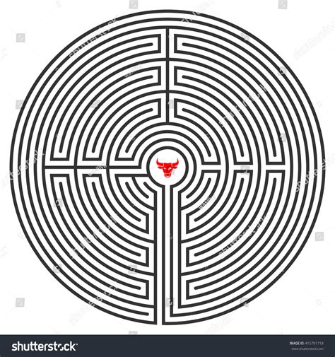 Illustration Minotaur Maze Vector Stock Vector (Royalty Free) 415791718 ...