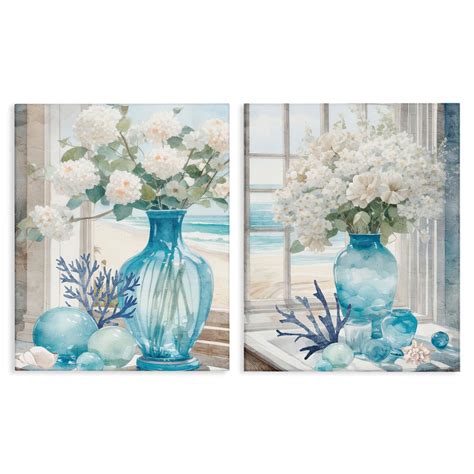 Stupell Industries Sea Glass Coral Beach Bouquet 2 pc Canvas Wall Art ...