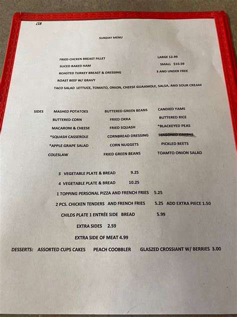 Menu at Carolina Crossing Restaurant, Grover, 218 S Main St