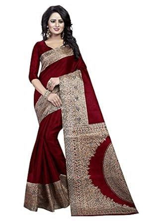 Buy ishin Art Silk Saree with Blouse Piece (SWAYAKALAMKAARISILKMAROON ...