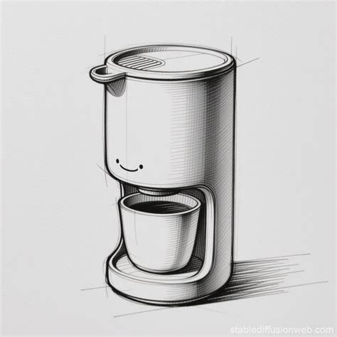 black and white industrial design concept sketch of an all in one portable coffee maker Prompts ...