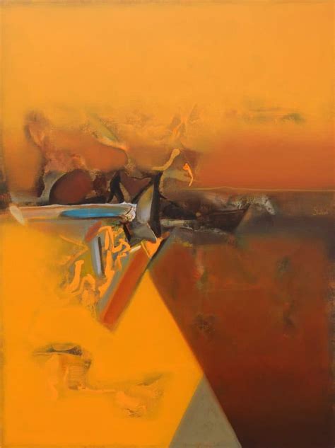 "Untitled 152": Yellow Orange Acrylic Painting by Shrikant Kadam ...