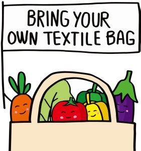 bring own textile bag sticker poster|save environment|NO plastic|save ...