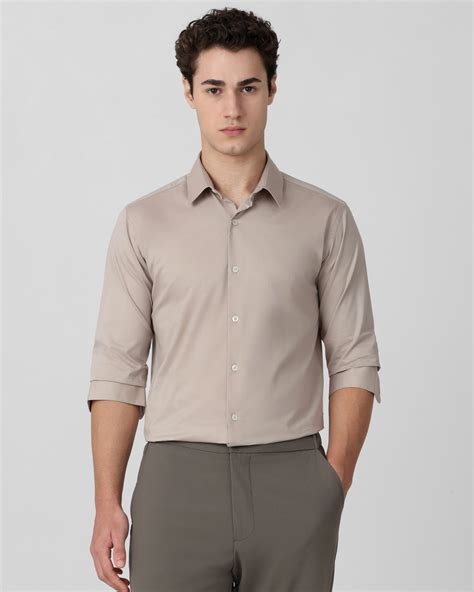Buy Light Grey Stretch Plain Slim Fit Casual Shirt Online at Muftijeans