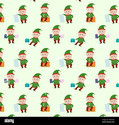 Pattern christmas elves Stock Photo - Alamy