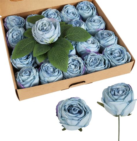 Blue Artificial Roses Fake Blue Roses Heads Fake Flowers for Blue ...