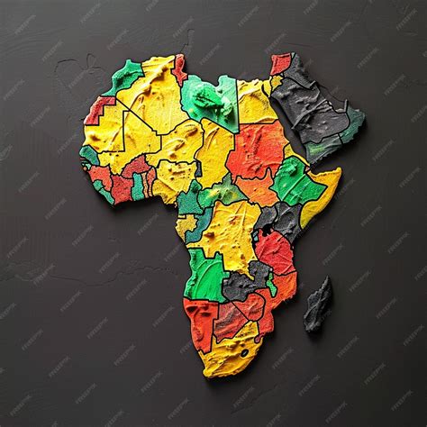 Map of Africa with black yellow red green formations and color variations AI Generative ...