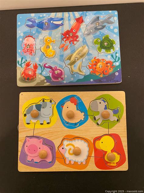 Melissa & Doug wooden knob puzzles – ocean and farm | Maxsold
