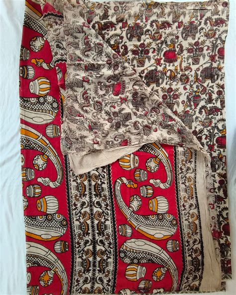 Off White Mangalgiri cotton Kalamkari Saree – Utssavam