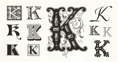 The Letter K in Various Fonts and Numbers