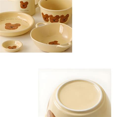 Poecelain Oven Safe Dinnerware Set in Yellow with Bear Pattern - 7 ...