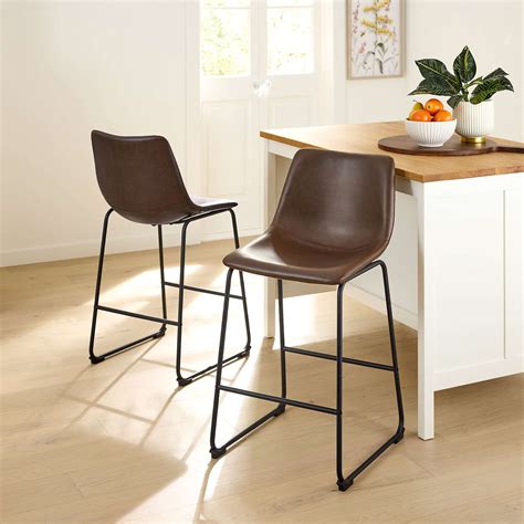 Crosby St. Drake Faux Leather Counter Stool Espresso Brown | Faux ...