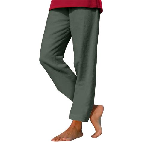 JJHGVB Cotton Linen Pants Women Petite Pants Gaucho Pants Straight Leg ...