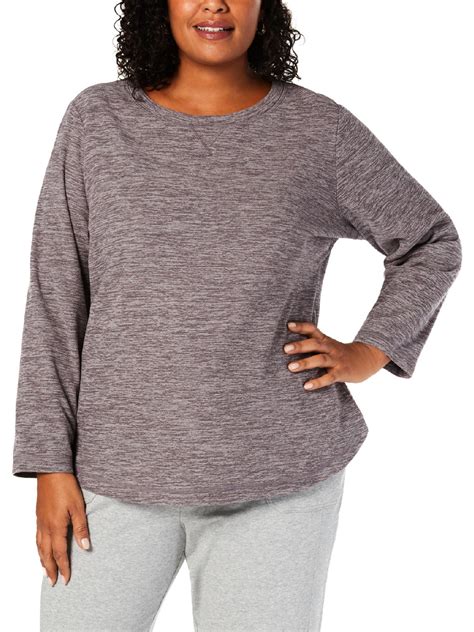 Karen Scott Sports Womens Plus Fleece Pullover Sweatshirt Gray 2X ...