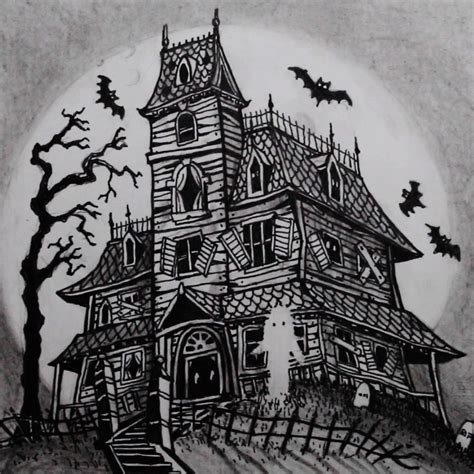 haunted house drawing