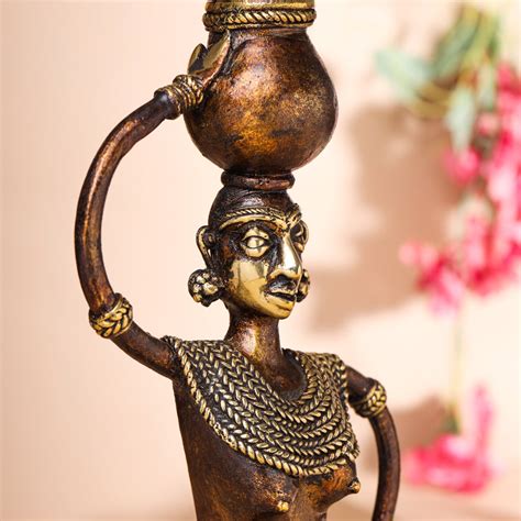 Brass Dhokra Tribal Lady Showpiece (15.5 Inch) – Vedansh Craft