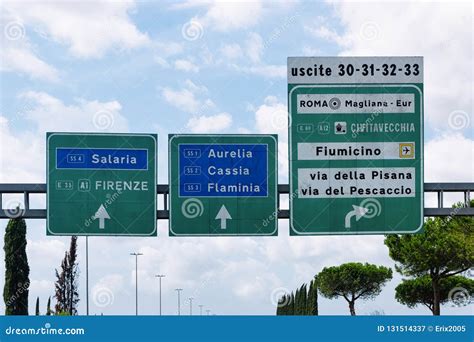 Traffic Sign on the Road in Rome in Italy Stock Image - Image of ...