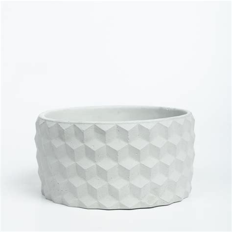 Cubetopia-Cement Finish-Patterned plant bowl – Greyt