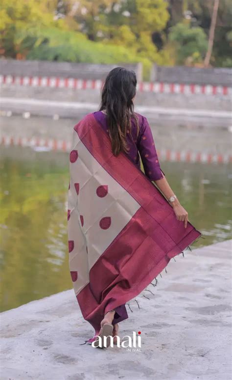 Sanvi Blended Silk Salwar - Deep Purple and Beige – Amali Salwars