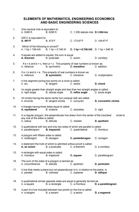 Elements of math - aaaaaaaaaaaaaa - ELEMENTS OF MATHEMATICS, ENGINEERING ECONOMICS AND BASIC ...