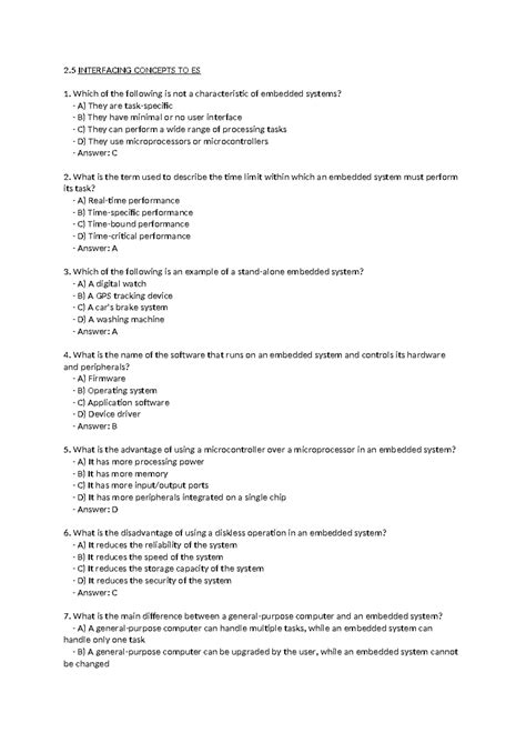 MOD 2 IOT - 2 INTERFACING CONCEPTS TO ES Which of the following is not ...