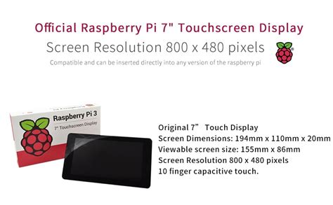 Raspberry Pi 7" Touch Screen Display, 10 Finger Capacitive Touch ...
