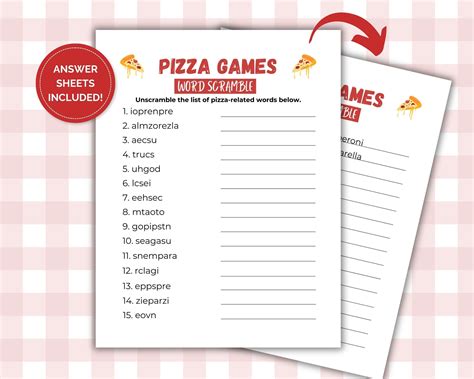 Pizza Games, Pizza Party Games, Baby Shower Games, Slumber Party Games, Birthday Games, Family ...