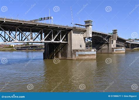 Morrison Bridge Portland Oregon. Stock Image - Image of river, east ...