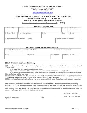 Fillable Online SEXUAL ASSAULT/FAMILY VIOLENCE INVESTIGATOR CERTIFICATE ...