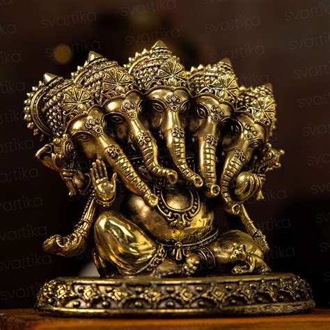 Brass Panchamukhi Heramba Ganesha Idol (4.5 Inch)