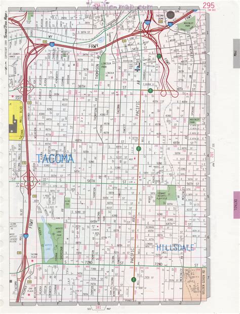 Map of Tacoma city, detailed map with highways streets shopping centers