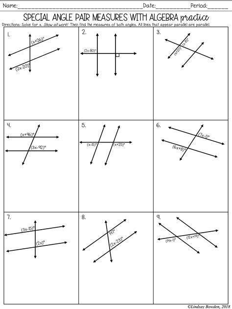 Angle Pair worksheets: Practice and Master Angle Relationships
