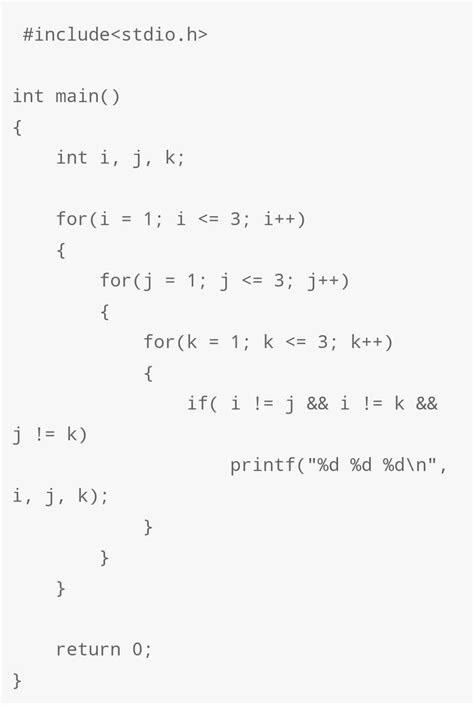 C Program to generate all combinations of 1, 2, 3 and 4 using for loop ...