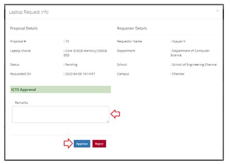 Approval stages of the Laptop request